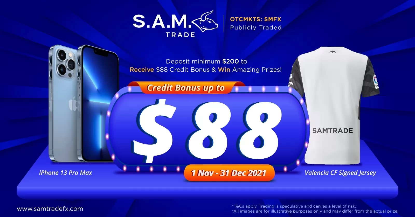 Samtrade FX up to $88 Bonus & iPhone 13 Pro Max