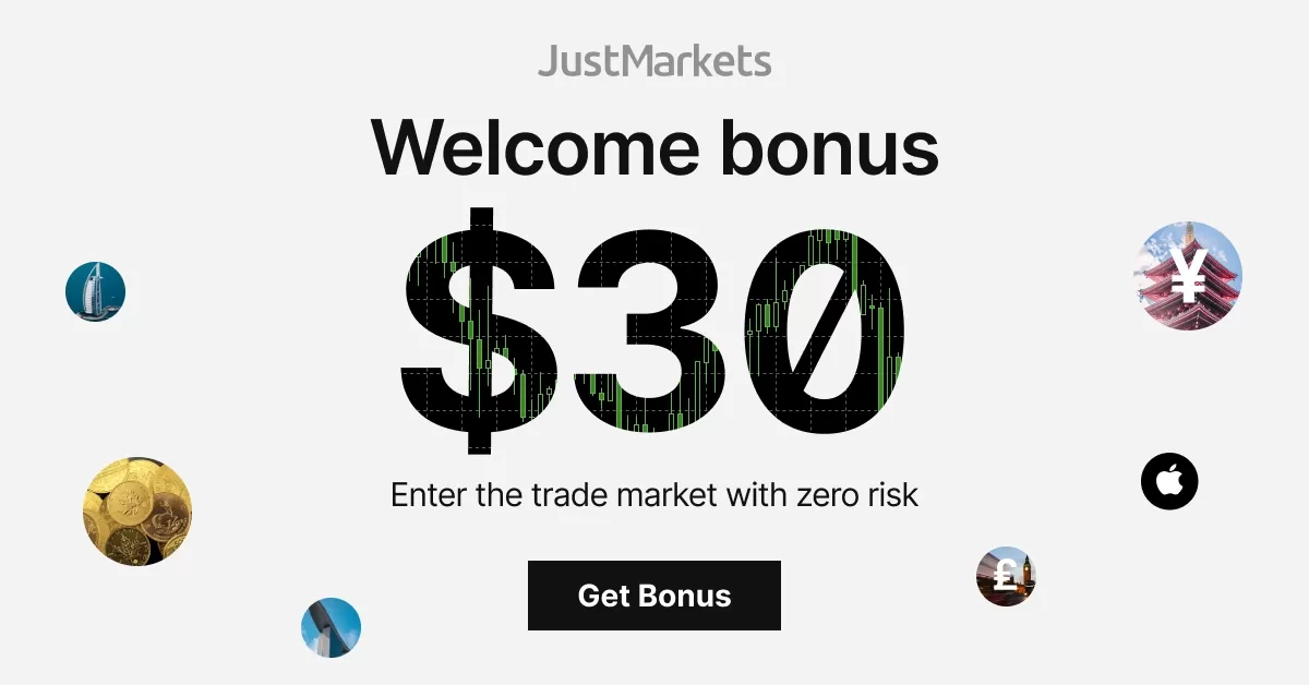 JustMarkets $30 Risk-Free No Deposit Bonus